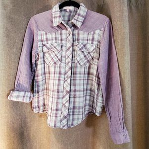 Purple Plaid Button Down Long Sleeve Shirt
